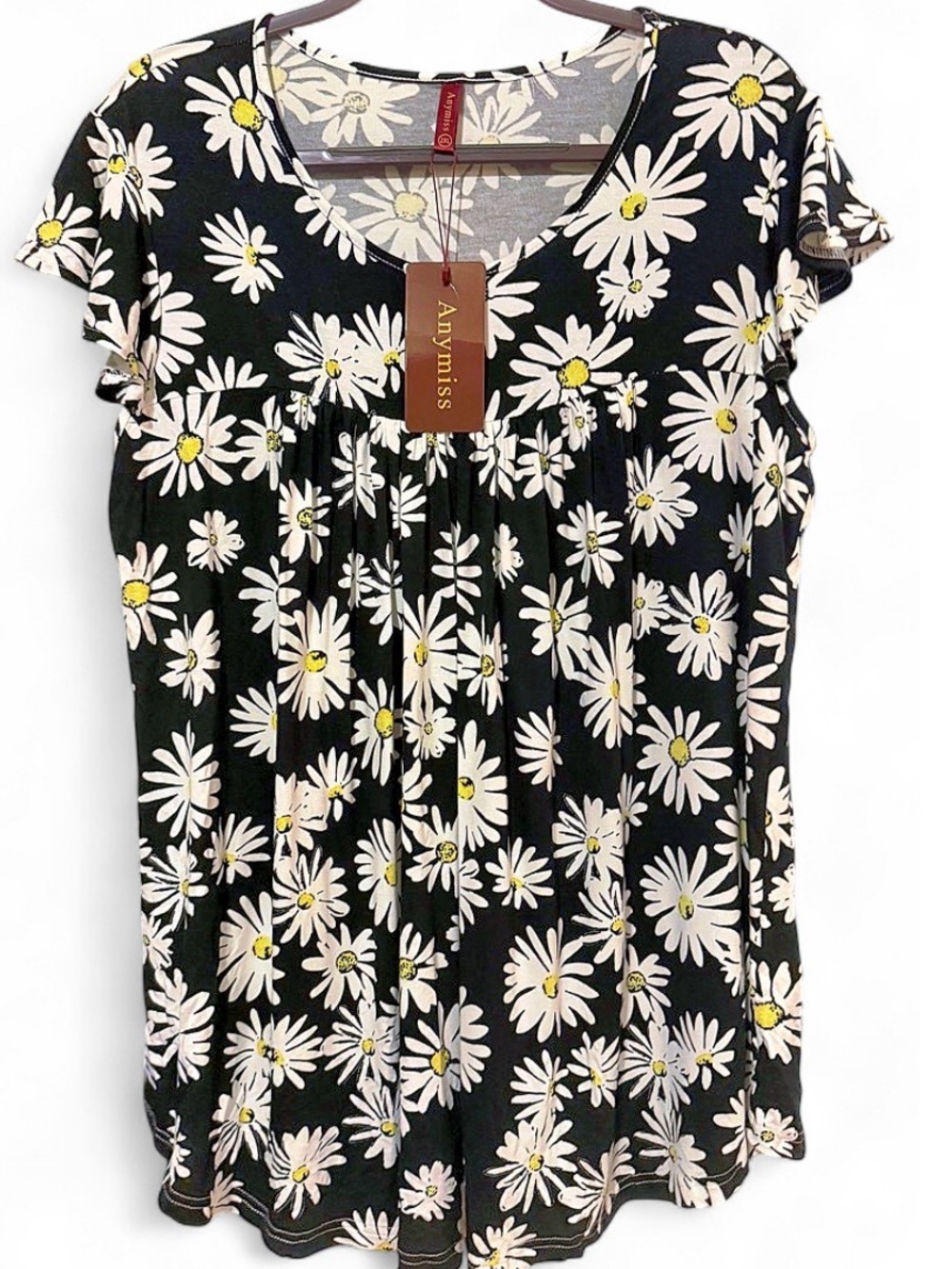 Black Daisy Scoop-Neck Tunic